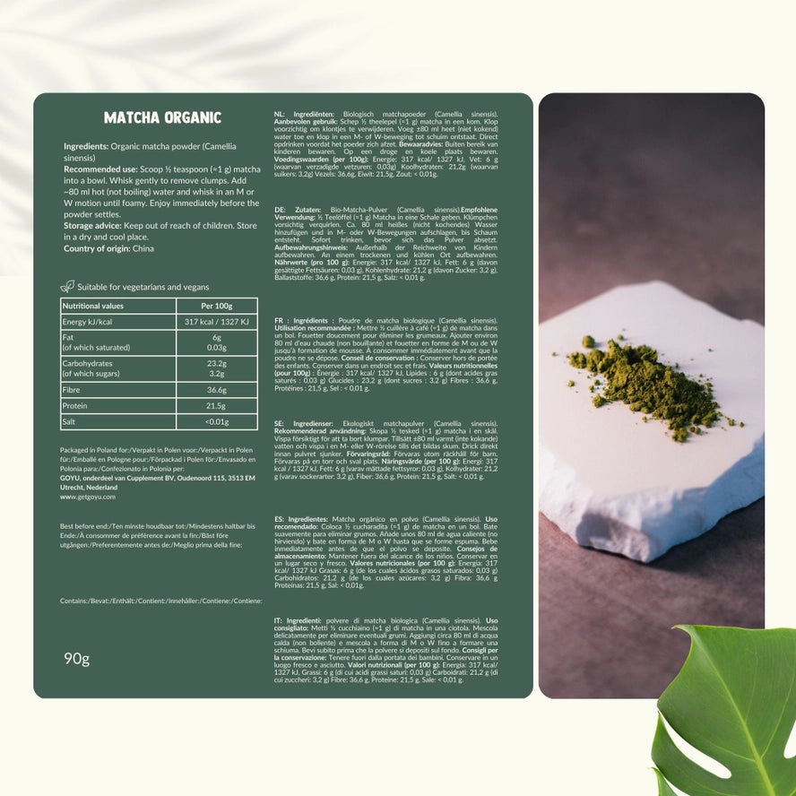 Poudre de Thé Matcha Bio - 90 Grammes