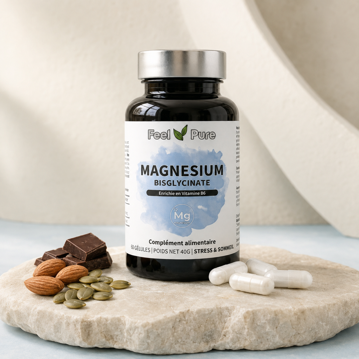Magnésium Bisglycinate & Vitamine B6 – 60 gélules