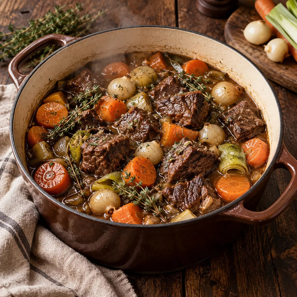 Bœuf aux carottes mijoté en cocotte